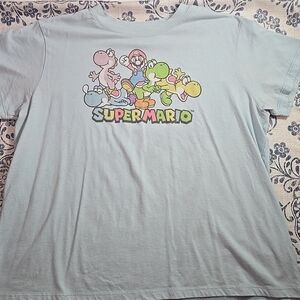 Super Mario Bros. Yoshi Light Blue Pastels Tee Shirt Women's Size 2XL 2021 CUTE!